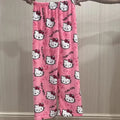 2025 Sanrio Hello Kitty Pajamas Halloween Flannel Fashion Trouserswomen Kawaii Woolen Anime Cartoon Casual Home Pants Autumn