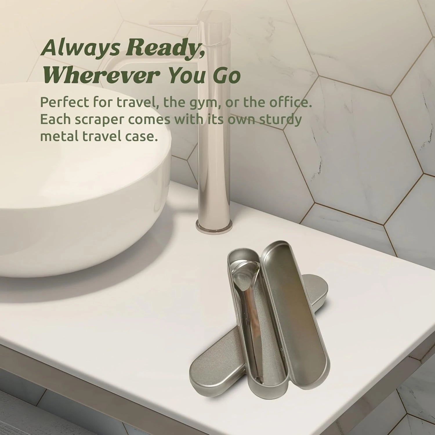 1/2pcs Stainless Steel Tongue Scraper for Adults with 2 Metal Travel Cases Durable Metal Cleaner for Oral Care,Dental Care