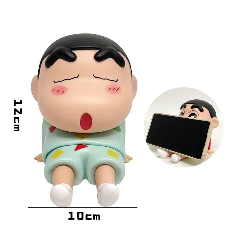 Crayon Shin-Chan Figures Phone Holder Kawaii Anime Desktop Ornaments Cartoon Watching TV Phone Support Cute Doll Decorations