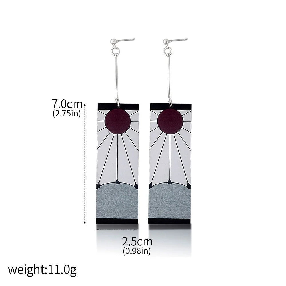 Anime Demon Slayer Earrings Tanjiro Sun And Shinobu Butterfly Pendant Earrings Cosplay Accessories Fan Jewelry Gift