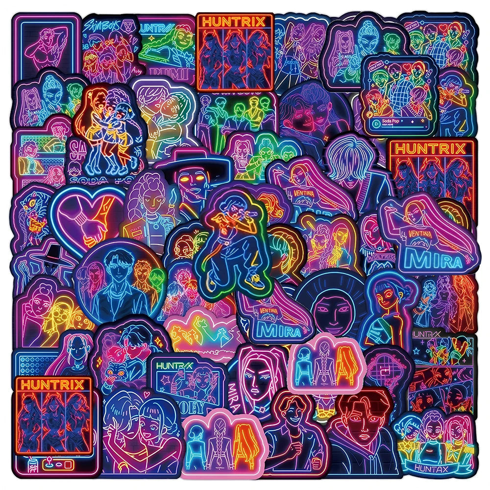 Cute Movie KPop Demon Hunters Stickers Anime Derpy Tiger Decals Toys Waterproof DIY Phone Case Luggage Kawaii Kids Sticker Gifts