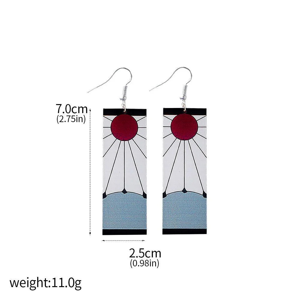 Anime Demon Slayer Earrings Tanjiro Sun And Shinobu Butterfly Pendant Earrings Cosplay Accessories Fan Jewelry Gift