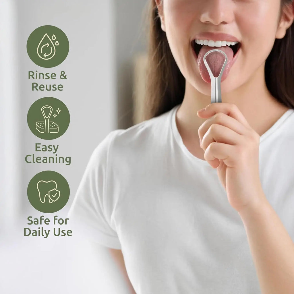 1/2pcs Stainless Steel Tongue Scraper for Adults with 2 Metal Travel Cases Durable Metal Cleaner for Oral Care,Dental Care