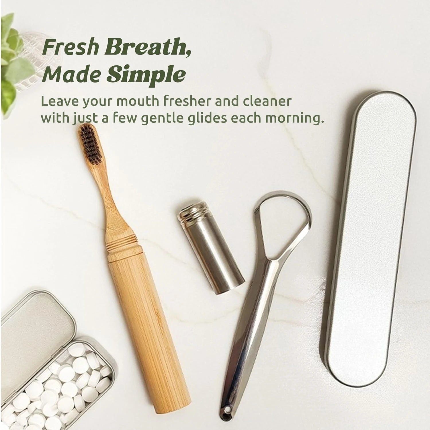 1/2pcs Stainless Steel Tongue Scraper for Adults with 2 Metal Travel Cases Durable Metal Cleaner for Oral Care,Dental Care