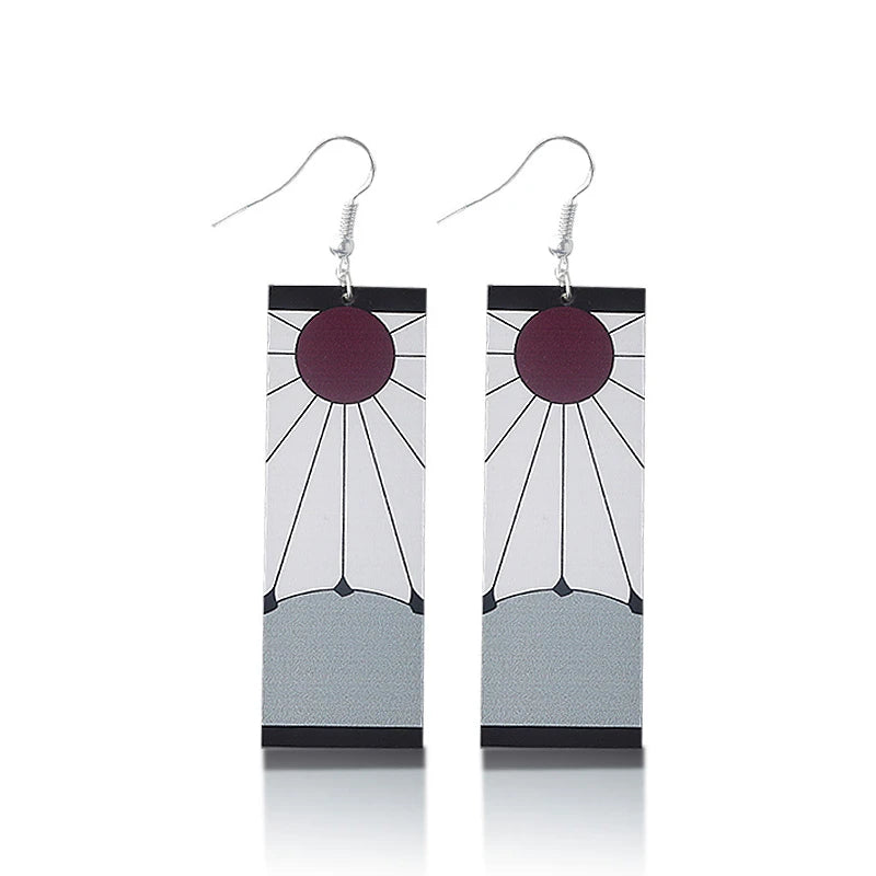 Anime Demon Slayer Earrings Tanjiro Sun And Shinobu Butterfly Pendant Earrings Cosplay Accessories Fan Jewelry Gift