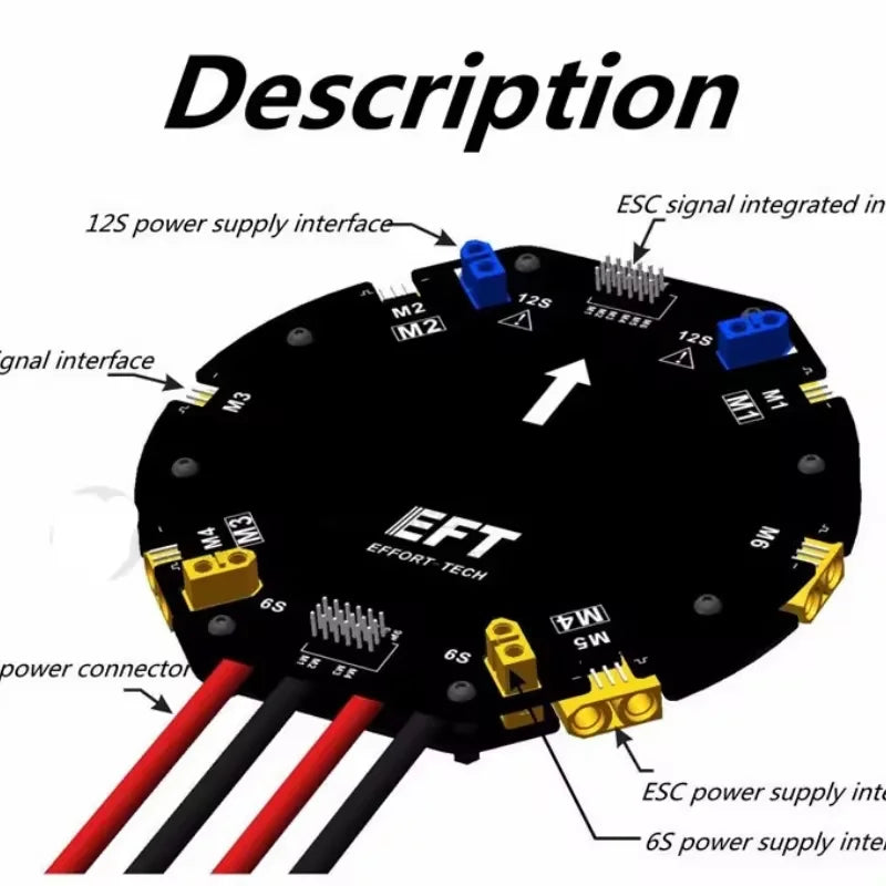 EFT Large Current Power Distribution Board PDB Board 12S 480A for Agricultural drone Quadcopter Hexacopter UAV