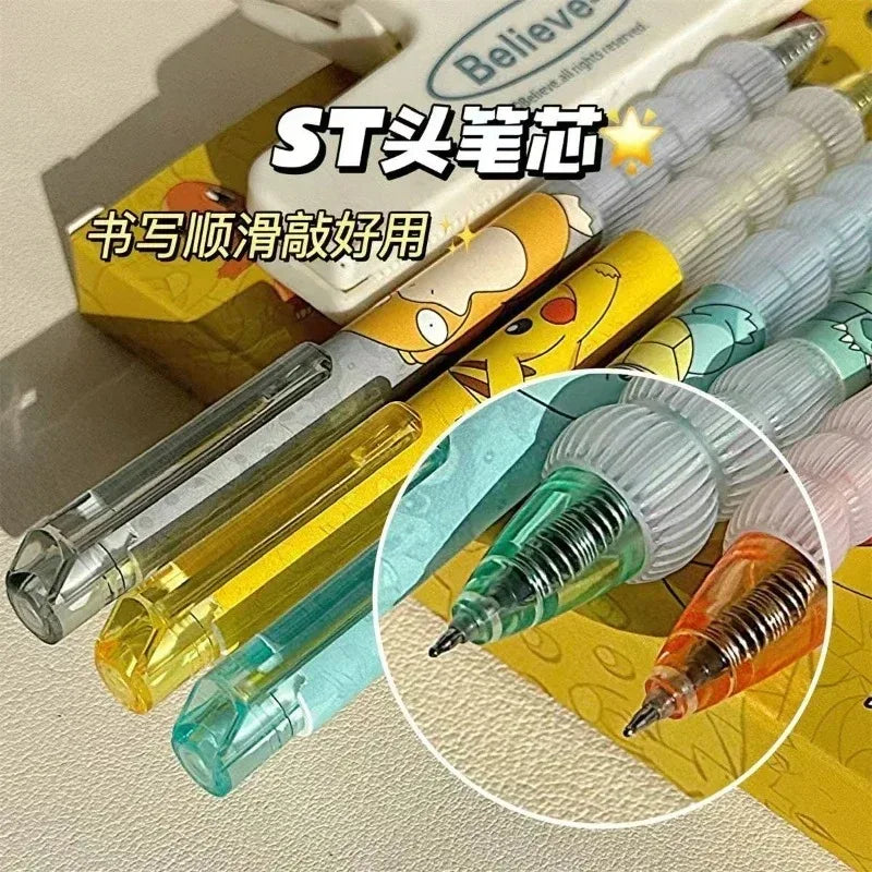 5pcs Pokemon Pikachu Gel Pen Cute Anime Cartoon Charmander Squirtle Press on Gel Pen Stationery School Supplies Holiday Gifts