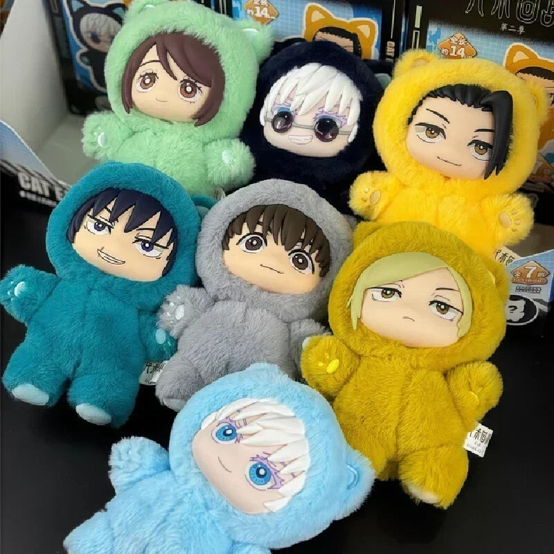 New BANDAI Jujutsu Kaisen 2 Cat Ear Plushie Series Blind Box Mystery Box Anime Figure Room Decoration Collection Kids Gifts