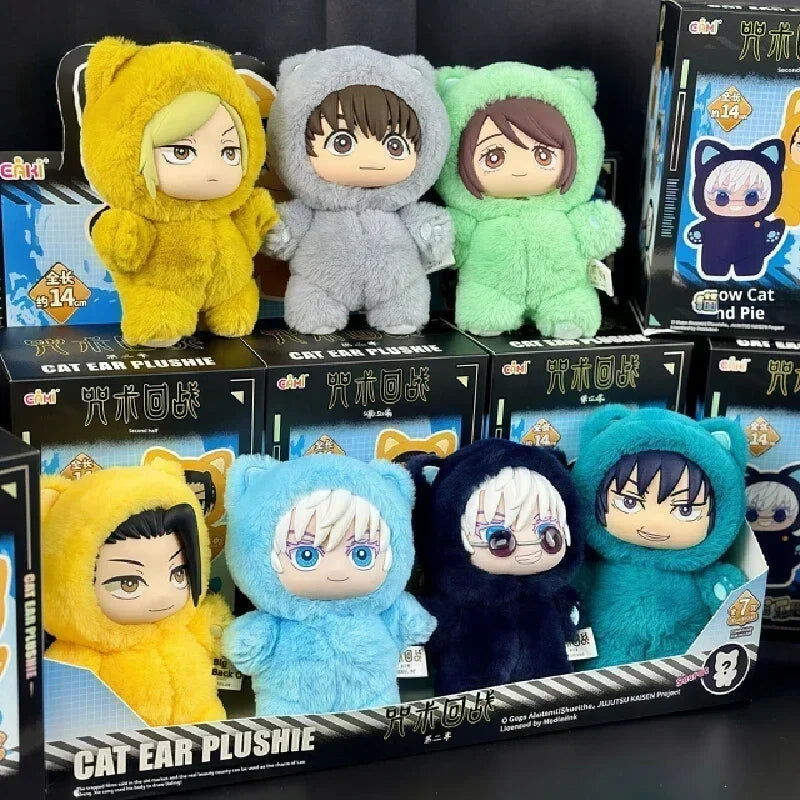 New BANDAI Jujutsu Kaisen 2 Cat Ear Plushie Series Blind Box Mystery Box Anime Figure Room Decoration Collection Kids Gifts