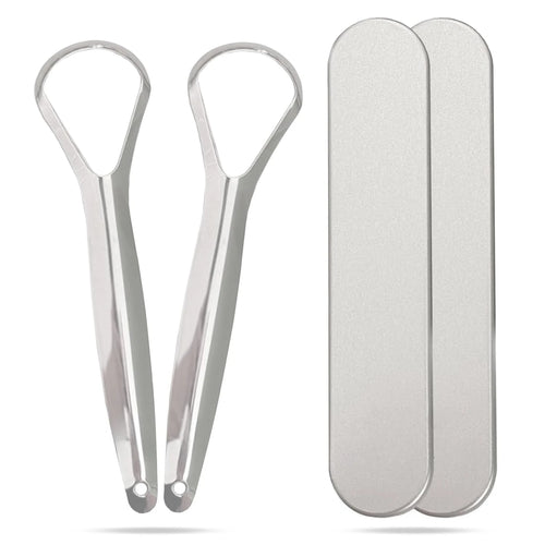 1/2pcs Stainless Steel Tongue Scraper for Adults with 2 Metal Travel Cases Durable Metal Cleaner for Oral Care,Dental Care