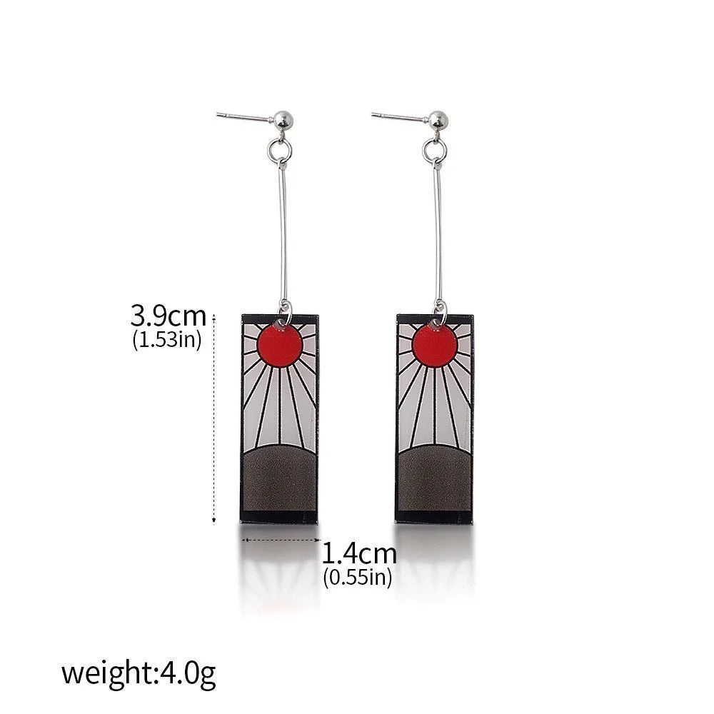 Anime Demon Slayer Earrings Tanjiro Sun And Shinobu Butterfly Pendant Earrings Cosplay Accessories Fan Jewelry Gift