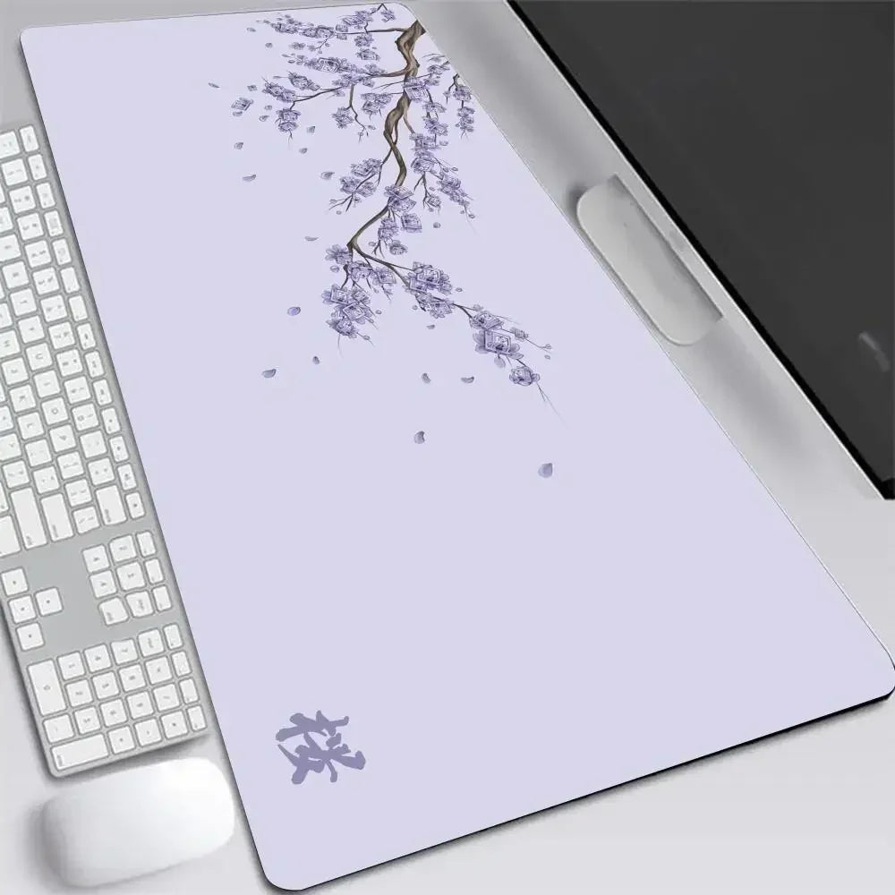 Japan Cherry Blossom Mouse Pad XXL Gray Laptops Gaming Deskmat Sakura Mousepad Anime Office Carpet Gamer Keyboard Computer Desks