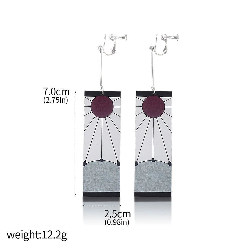 Anime Demon Slayer Earrings Tanjiro Sun And Shinobu Butterfly Pendant Earrings Cosplay Accessories Fan Jewelry Gift