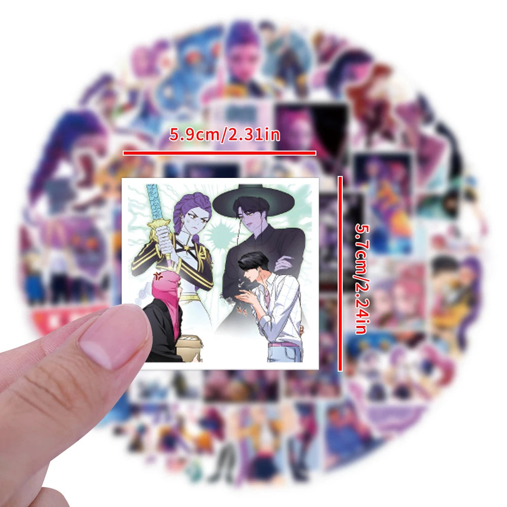 55Pcs  Anime KPop Demon Hunters Stickers Demon Hunters Tiger DIY Stickers Scrapbooking Phone Luggage Skateboard Waterproof Decal