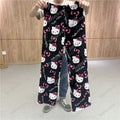 Christmas Sanrio Hello Kitty Pajamas Halloween Flannel Fashion Trouserswomen Kawaii Woolen Anime Cartoon Casual Home Pant Autumn