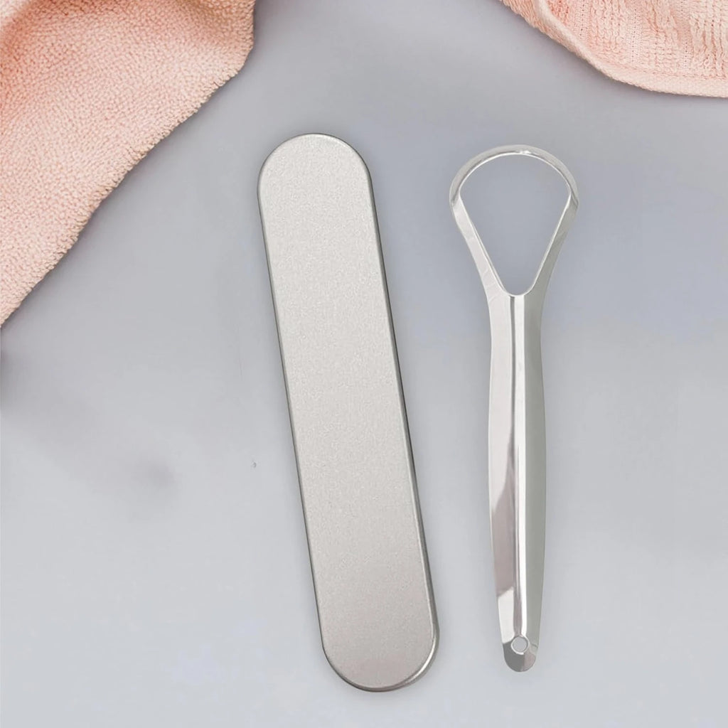 1/2pcs Stainless Steel Tongue Scraper for Adults with 2 Metal Travel Cases Durable Metal Cleaner for Oral Care,Dental Care
