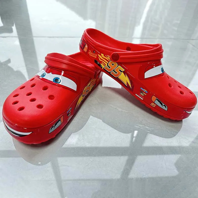 Hot Anime Disney Mcqueens Pixar Cartoon Solid Waterproof Slippers Outdoor Sandals Casual Breathable Ankle-wrap Eva Shoes Gifts