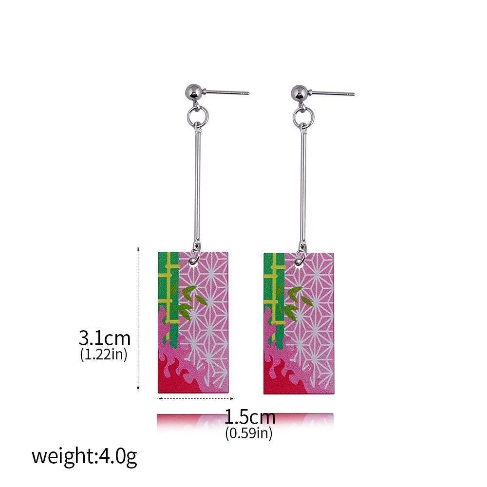 Anime Demon Slayer Earrings Tanjiro Sun And Shinobu Butterfly Pendant Earrings Cosplay Accessories Fan Jewelry Gift