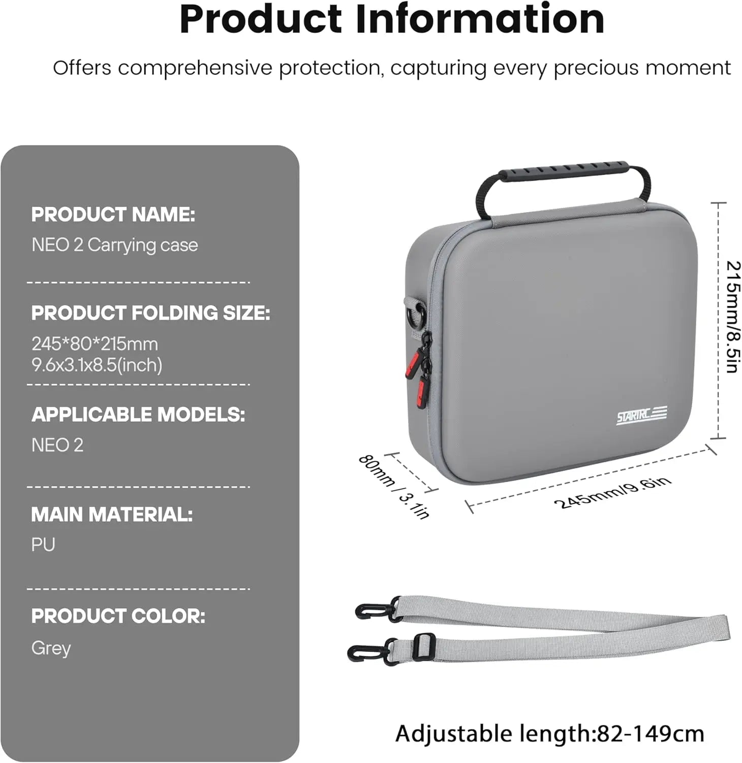 STARTRC Neo 2 Portable PU Shoulder Bag Handbag for DJI Neo 2 Drone and Battery Accessories Carrying Shockproof Case