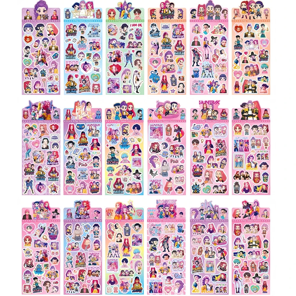 Cute Movie KPop Demon Hunters Stickers Anime Derpy Tiger Decals Toys Waterproof DIY Phone Case Luggage Kawaii Kids Sticker Gifts