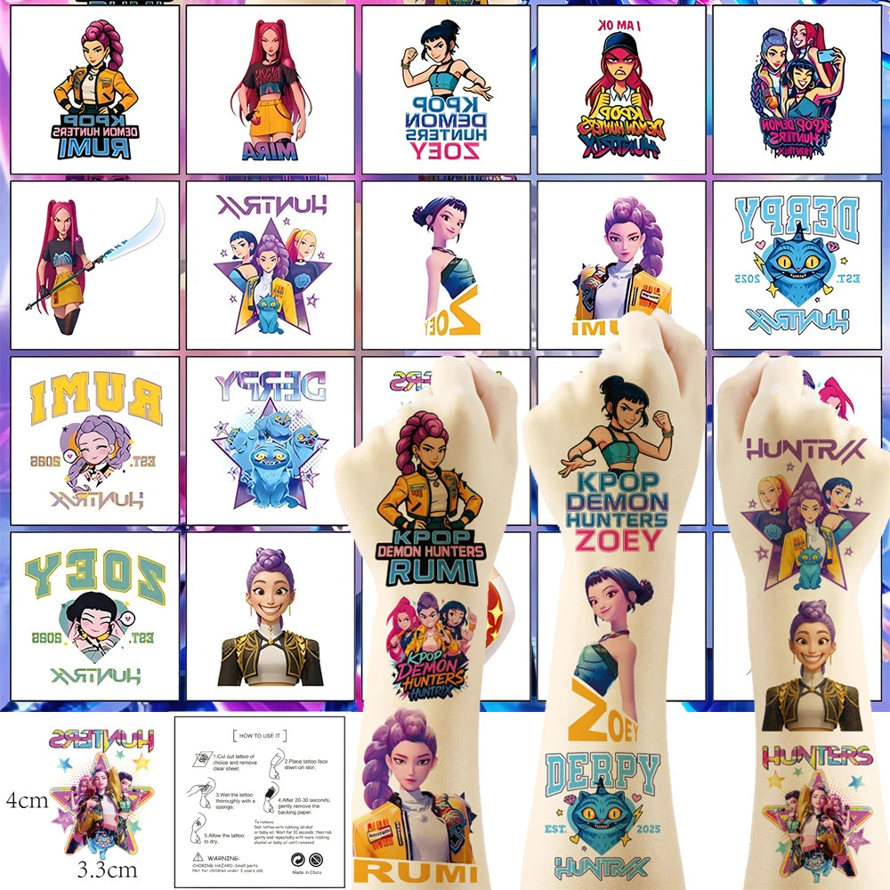 Cute Movie KPop Demon Hunters Stickers Anime Derpy Tiger Decals Toys Waterproof DIY Phone Case Luggage Kawaii Kids Sticker Gifts