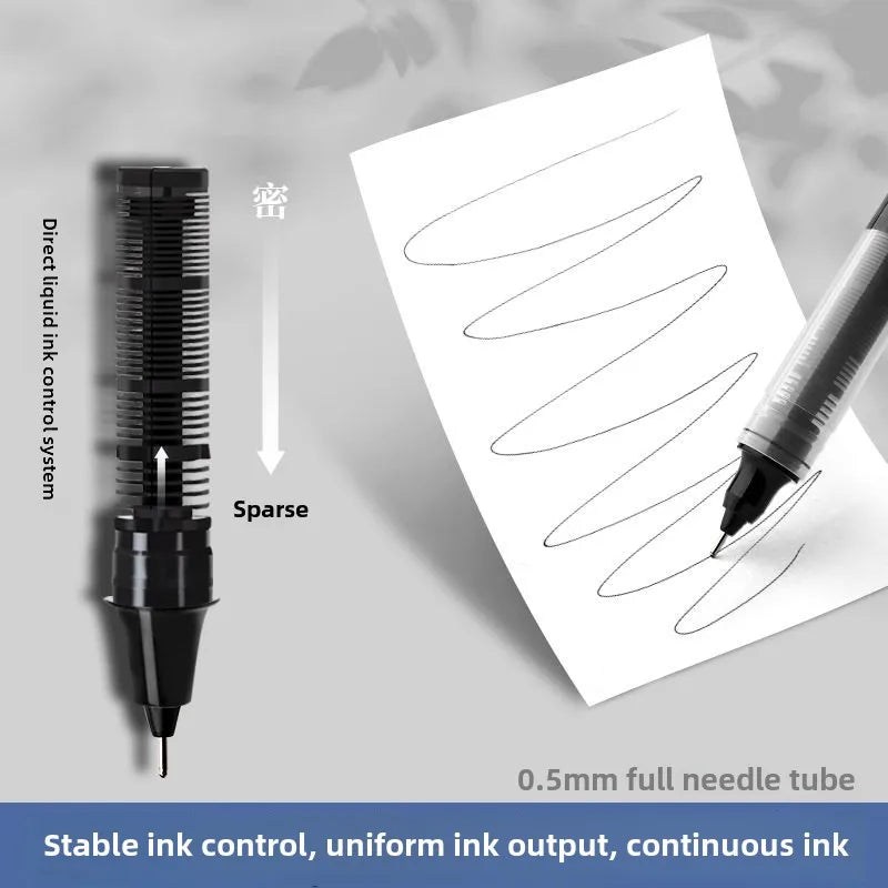 10Pcs High Quality Needle Type Gel Pen Straight Liquid Ballpoint Pens Perfect Kawaii Stationery for School/Office Writing Supply